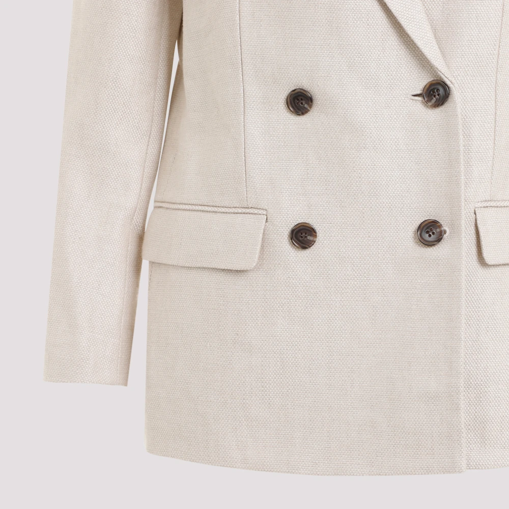 Theory Straw Double Breasted Jacket Beige Dames