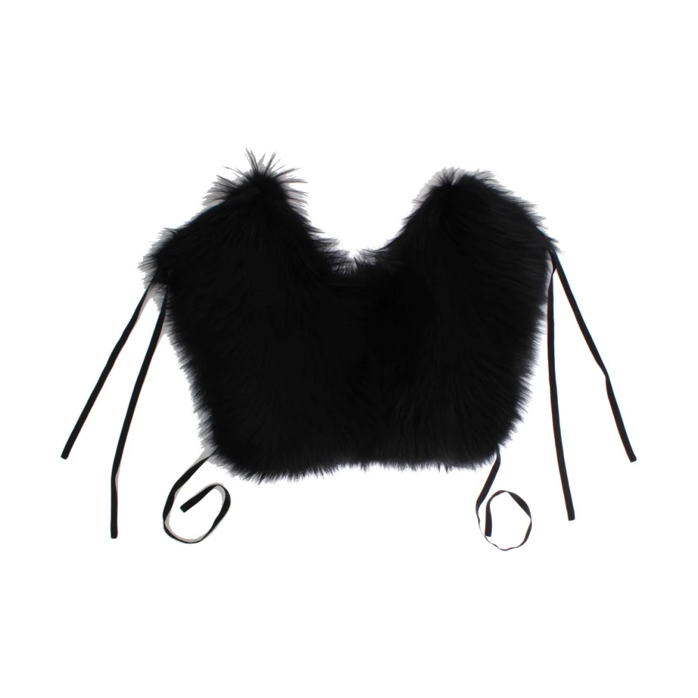 Dolce & Gabbana Women's Black Scarves, M, Fox Fur Shoulder Wrap Cover Collar Scarf