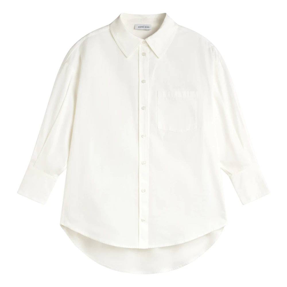 Anine Bing Witte Katoenen Shirt met V-hals White Dames