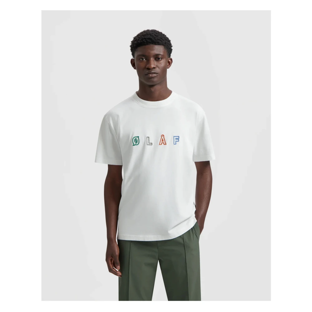 Olaf Hussein Geborduurd Logo Tee Wit T-shirt White Heren