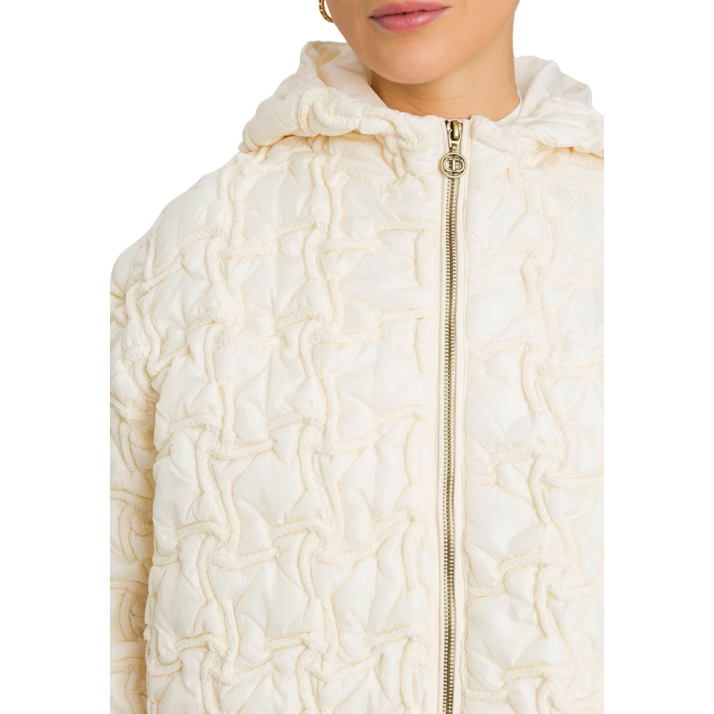 Twinset Witte Gewatteerde Jas met Capuchon White Dames