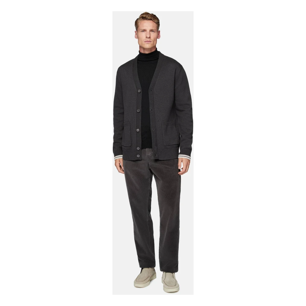 Boggi Milano Katoenen en wollen cardigan Black Heren