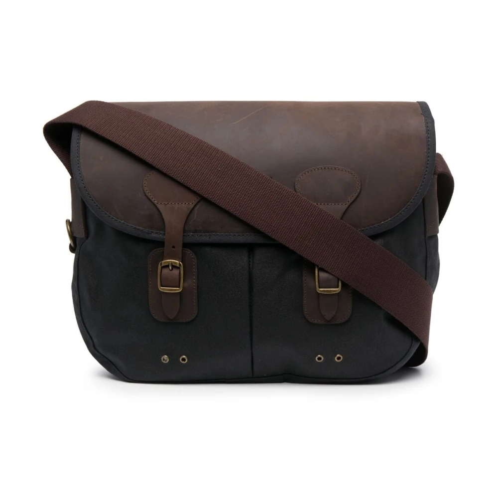 Barbour Blauwe Katoenen Foldover Tas met Goudkleurige Hardware Blue Heren
