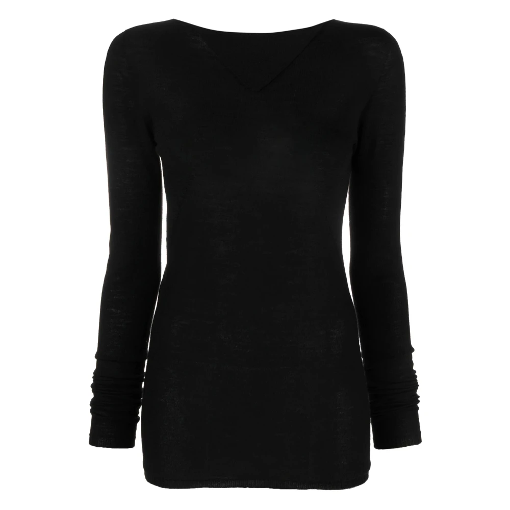 Rick Owens Women's Black V-Neck Knitwear, Xl, Knit Jumper