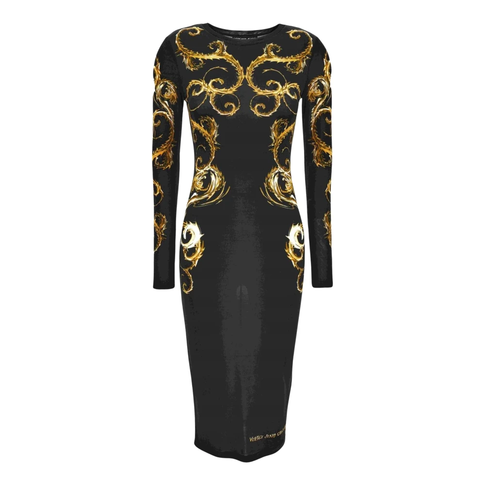 Versace Jeans Couture Zwarte Jurk Aw24 Dameskleding Black Dames