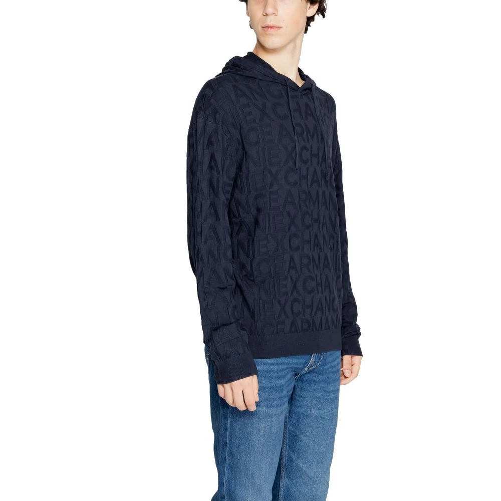 Armani Exchange Blauwe Viscose Gebreide Herfst Winter Collectie Blue Heren