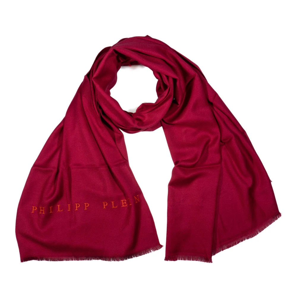 Philipp Plein Sjaal Halsdoek Stola met geborduurd logo Red Dames