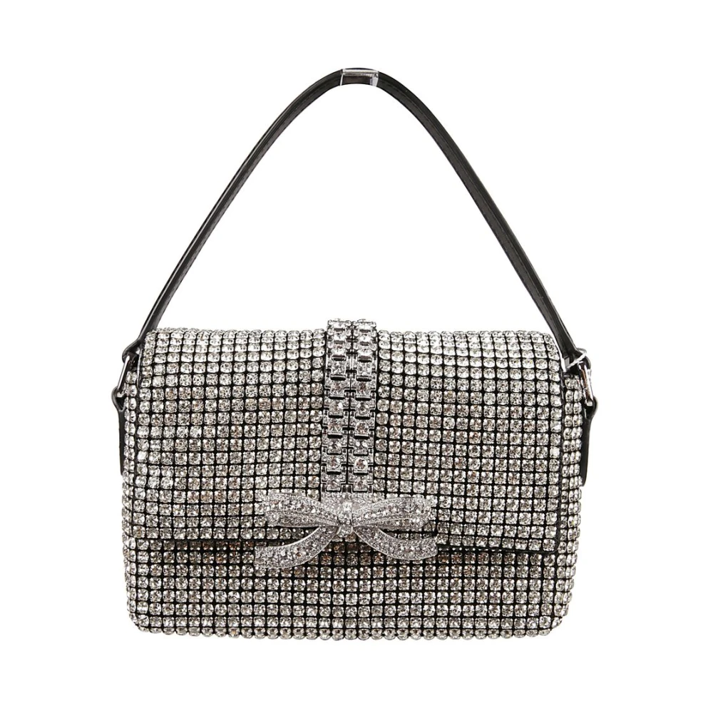 Self Portrait Rhinestone Chainmail Micro Tas Gray Dames