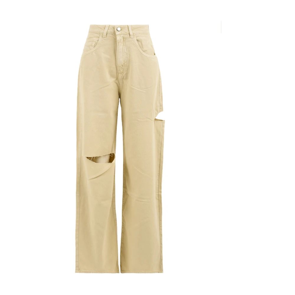 Icon Denim Vrouw Beige Jeans Dames, W26, Katoen, Poppy Wide Leg Jeans