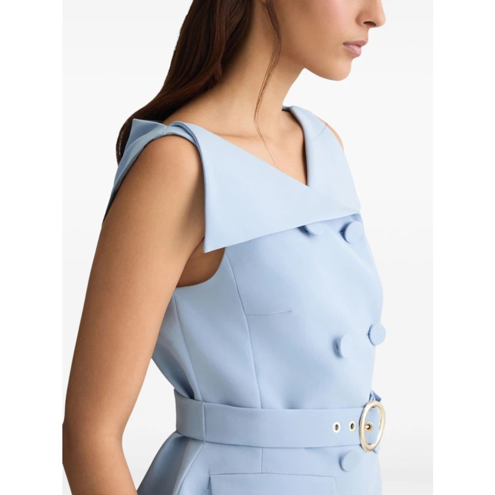 Liu Jo Blauwe Double-Breasted Jas met Riem Blue Dames