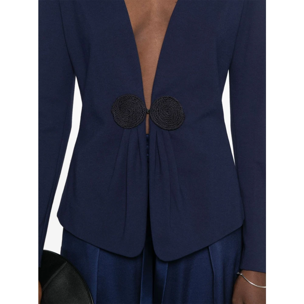 Emporio Armani Blauwe Jersey V-Hals Jas Blue Dames
