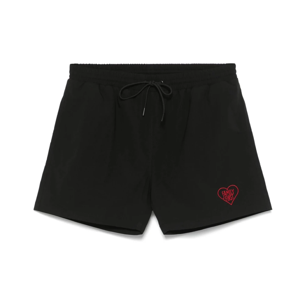 Family First Zwart strandkleding met trekkoord tailleband Black Heren