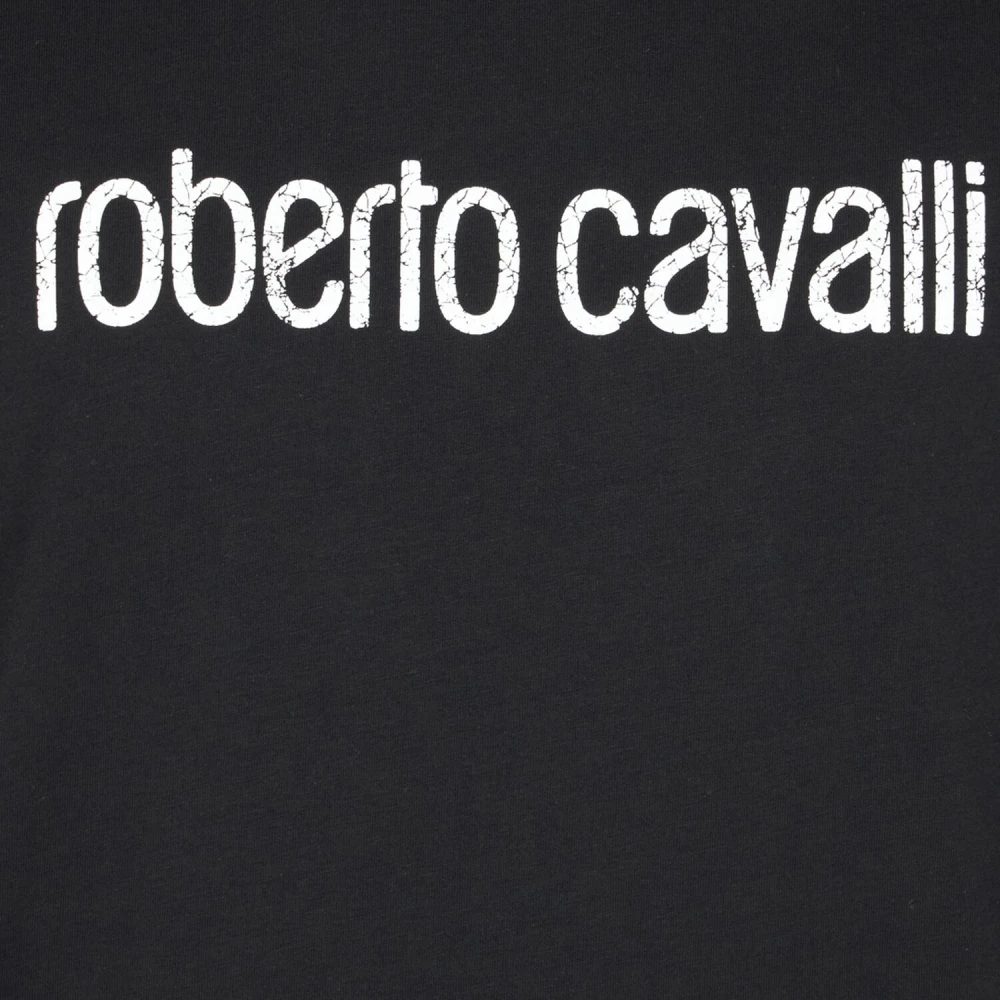 Roberto Cavalli T-shirt met opschrift Korte mouwen Black Heren