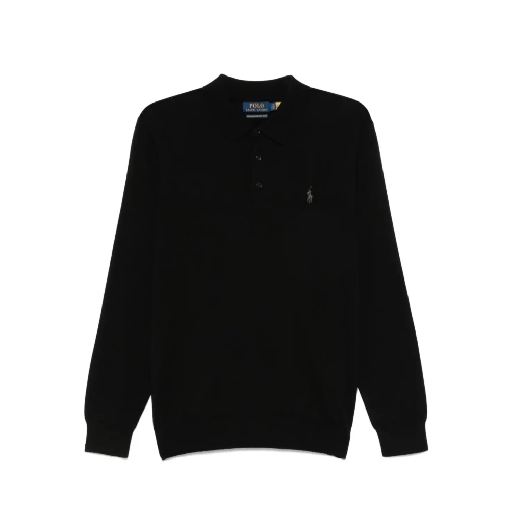 Polo Ralph Lauren Men's Black V-Neck Knitwear, M, Long Sleeve Knitwear Pullover