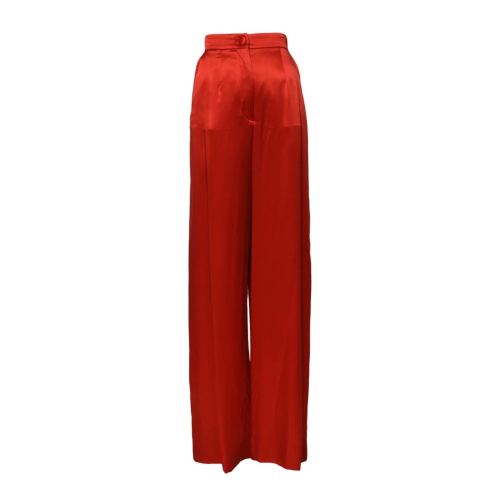Dolce & Gabbana Women's Red Satin Wide Leg Trousers 2XS