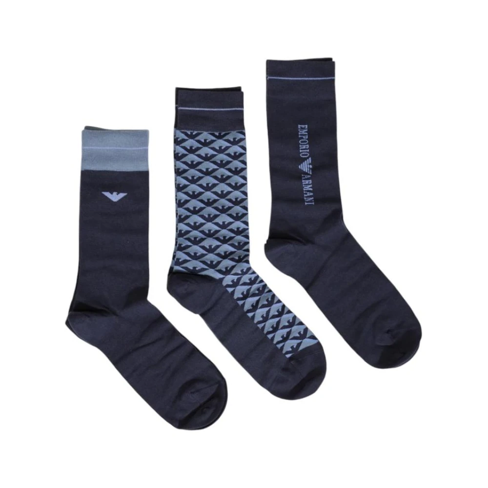 Emporio Armani Adelaar Logo Crew Sokken Blue Heren