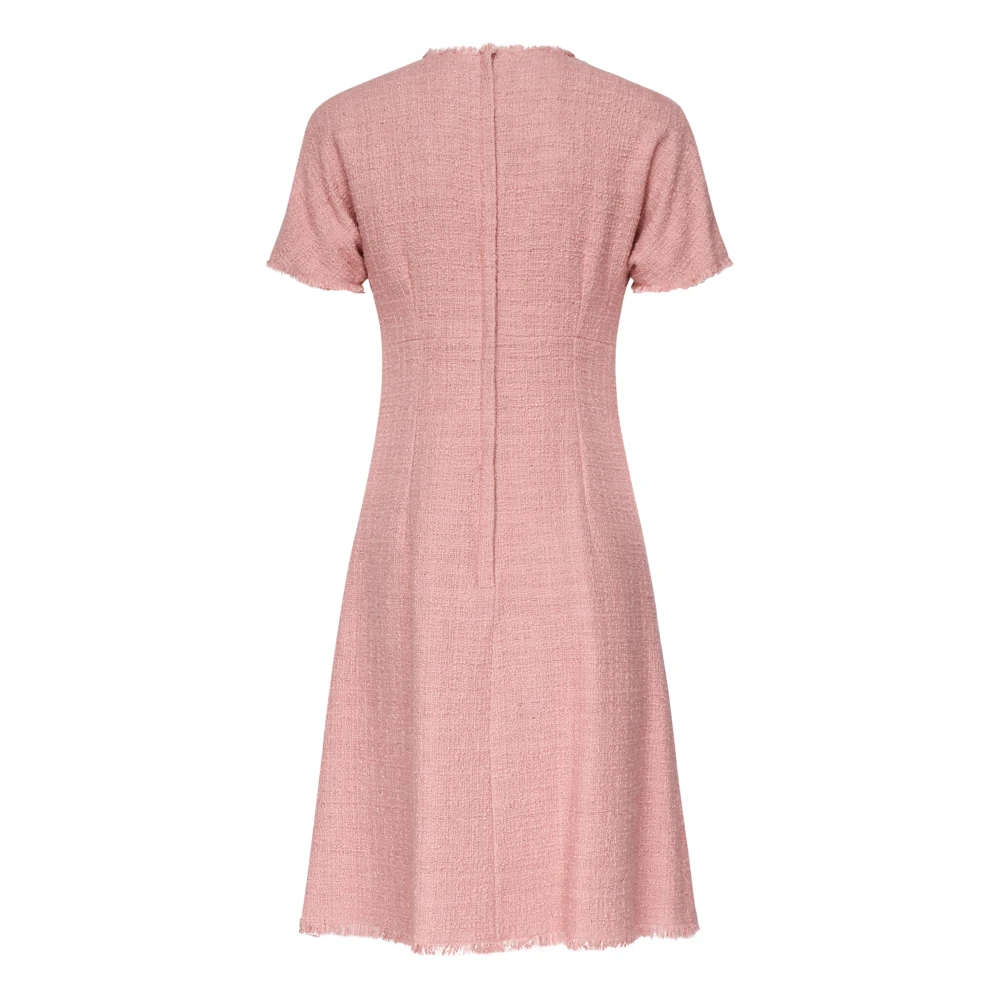 Dolce & Gabbana Roze Tweed Midi Jurk met DG Logo Pink Dames
