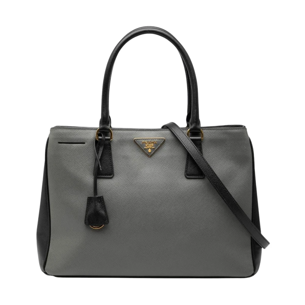 Prada Vintage Women's Gray Pre-Owned Structured Leather Handbag