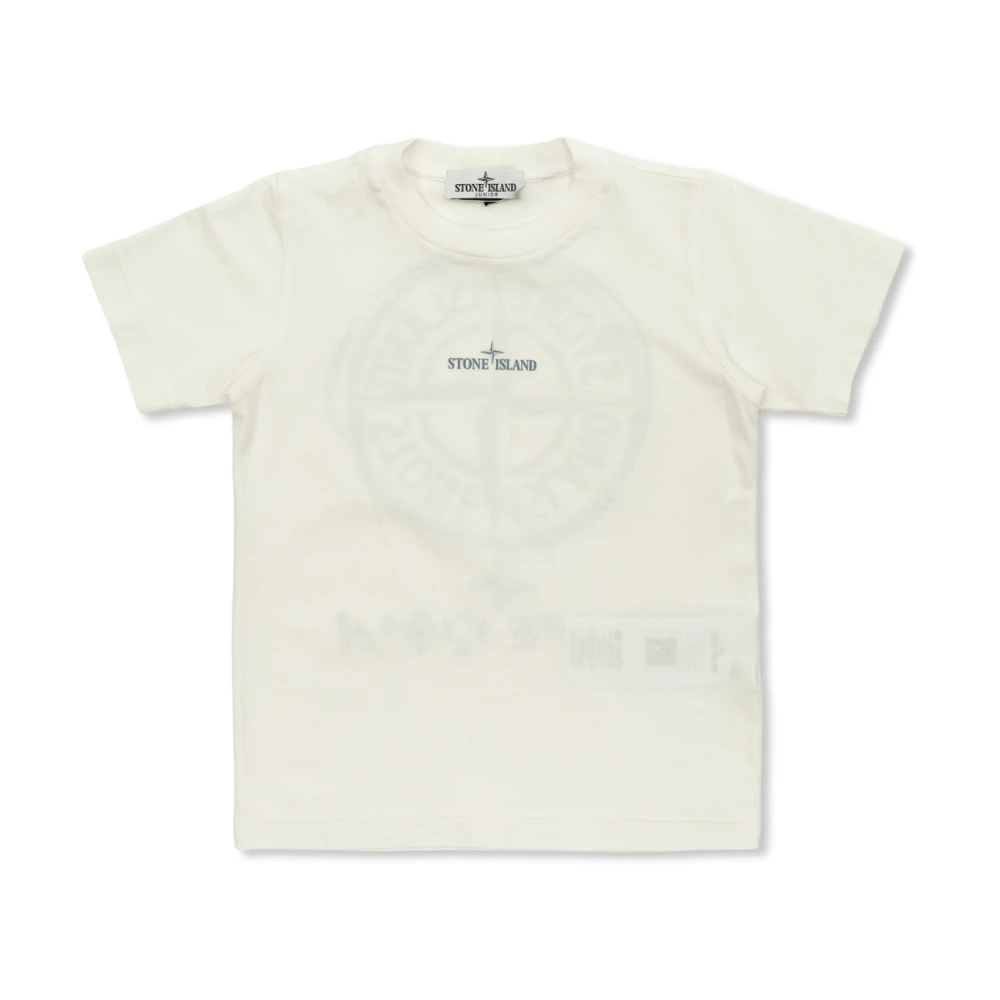 Stone Island White Classic Logo T-Shirt - Unisex - Kids Short Sleeve T-Shirts - 6 Y - Kids