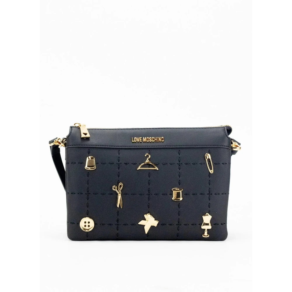 Love Moschino Ecopiel Schoudertas met Metalen Details Black Dames