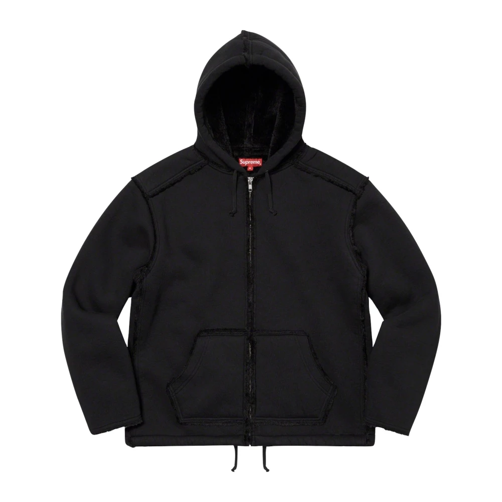 Supreme Zwarte Shearling Hoodie Beperkte Oplage Black Heren