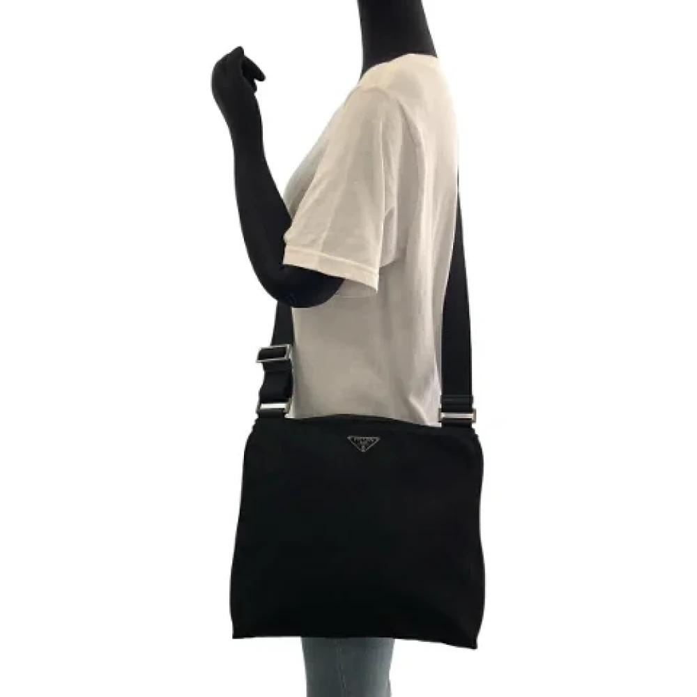 Prada Vintage Pre-owned Canvas crossbody-bags Black Heren