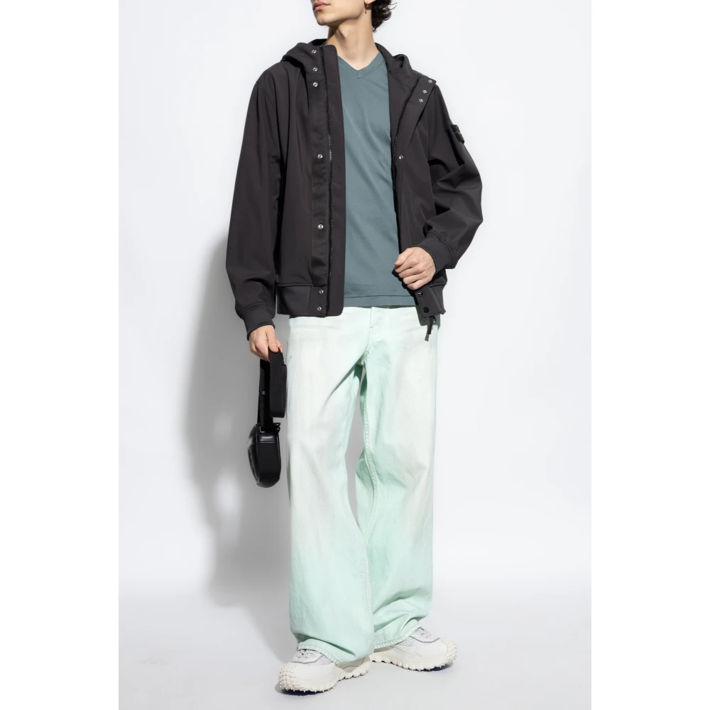 Stone Island V-hals T-shirt Gray Heren