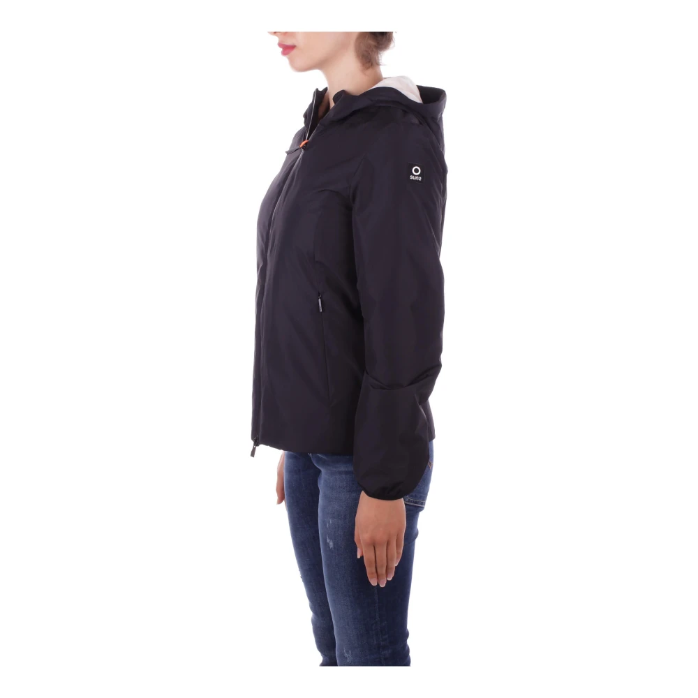 Suns Zwarte Hoodie met Ritszakken Black Dames