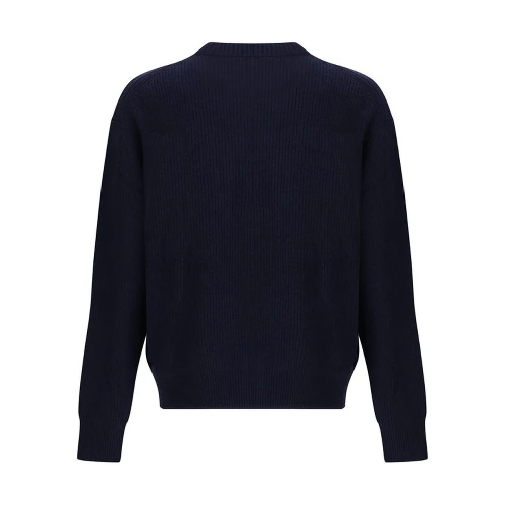 Maison Kitsuné Geribbelde wollen trui met logopatch Blue Heren