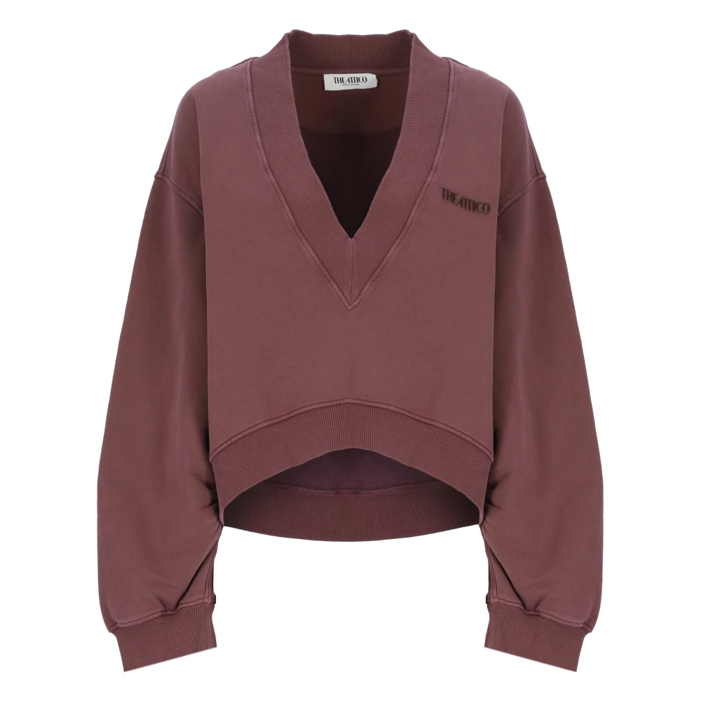 The Attico Bordeaux Bomull V-Ringad Sweatshirt Red, Dam