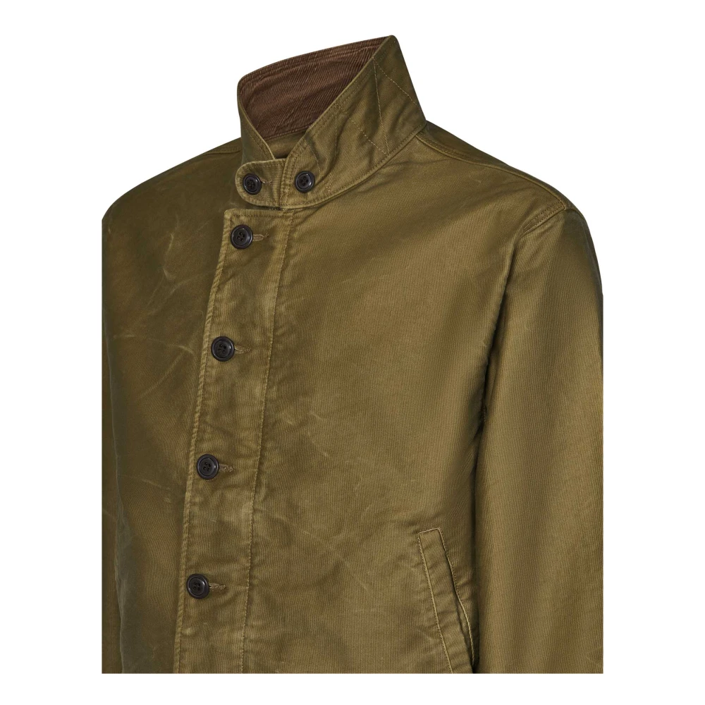 Ralph Lauren Katoenen Jas met Hoge Kraag Brown Heren
