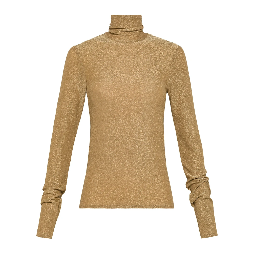 Forte Gouden Lurex Hoge Hals Sweater Yellow Dames