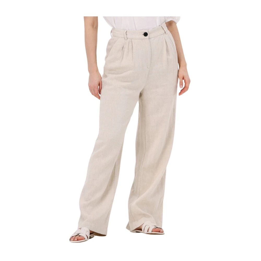 Co'Couture Linnen Flare Broek Beige Dames