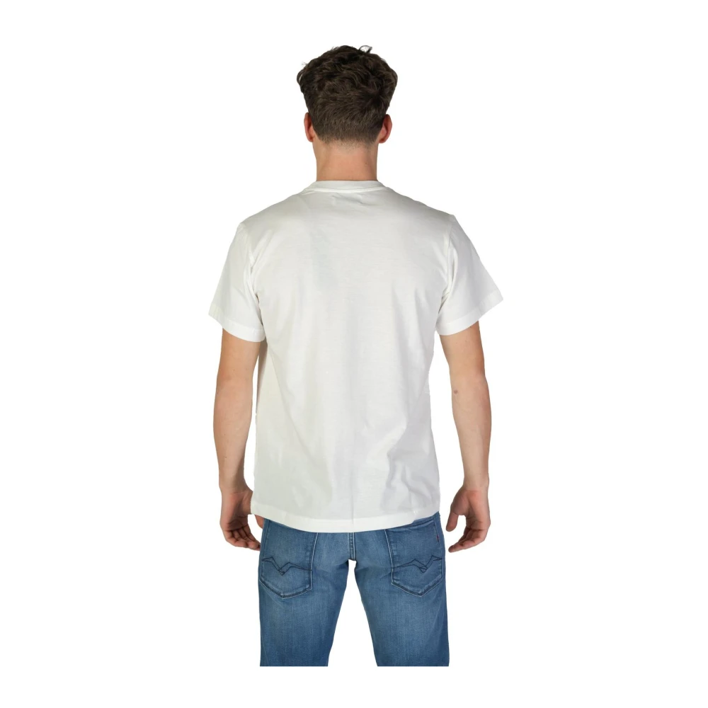 Replay Wit Katoenen T-shirt met Grafische Print White Heren