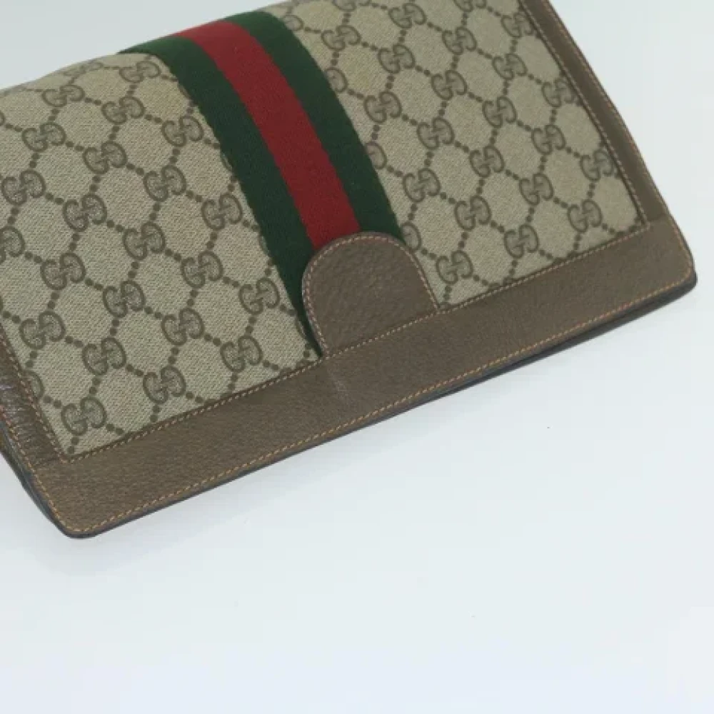 Gucci Vintage Pre-owned Canvas clutches Beige Dames