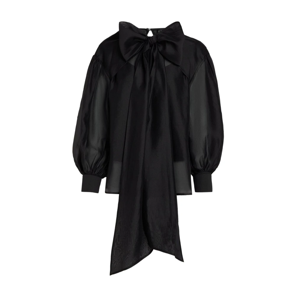 Karl Lagerfeld Avondblack Blouse MET Strikdetail Black Dames