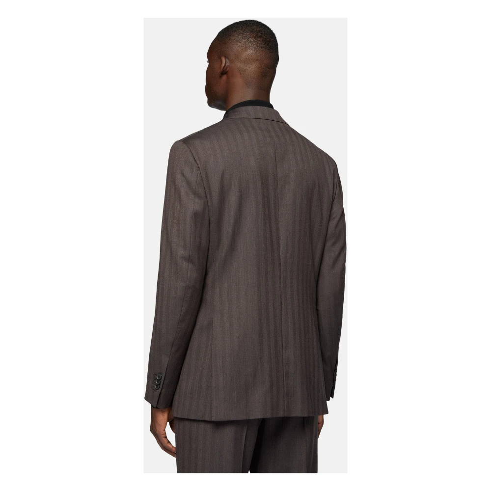 Boggi Milano Herringbone Suit in zuivere Super 131 wol Gray Heren