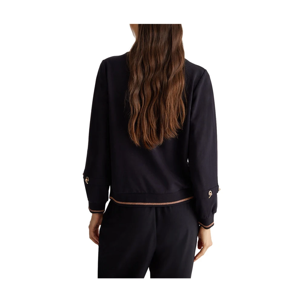 Liu Jo Zwarte Trui Stijlvol Logo Print Black Dames