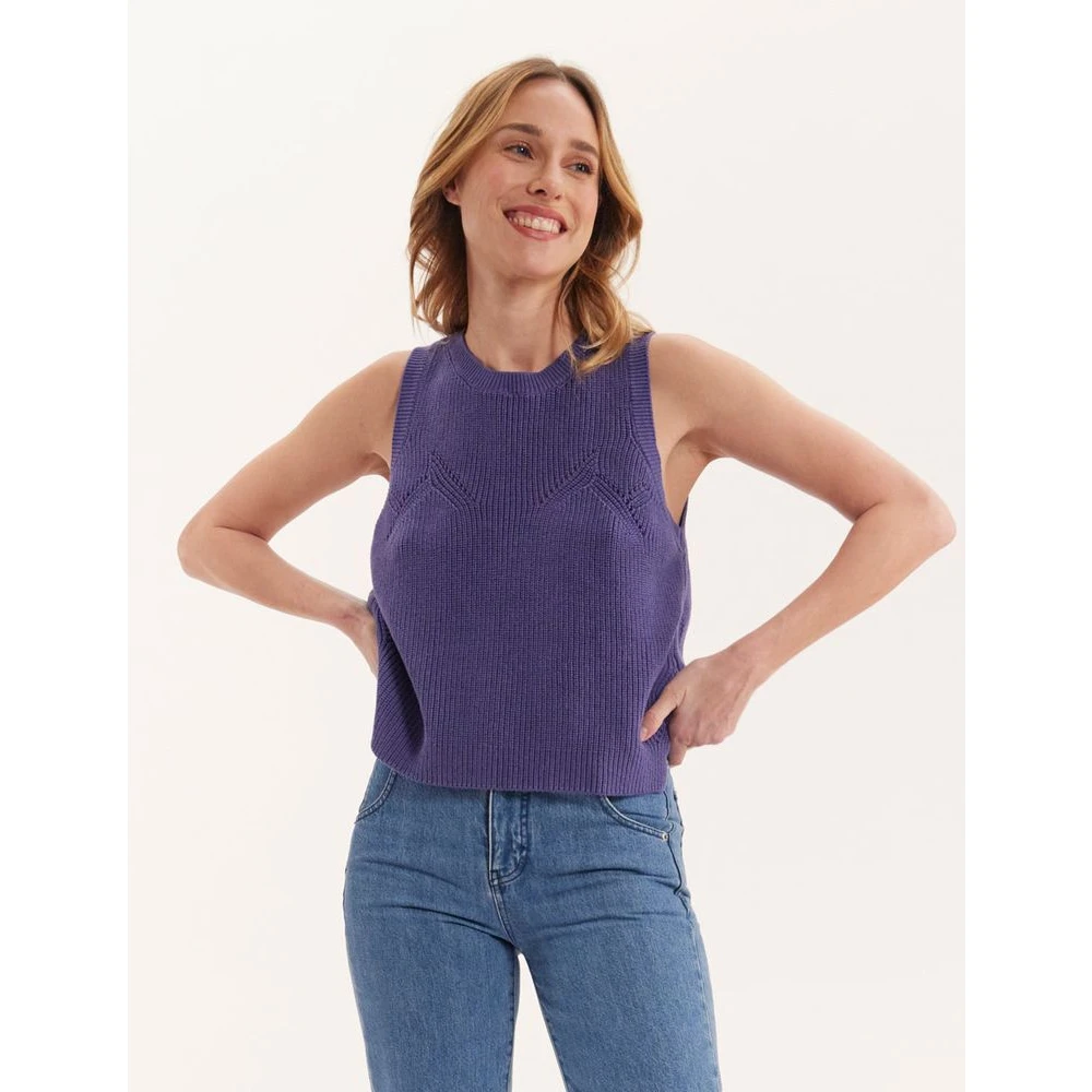 Ines De La Fressange Paris Agatha paarse mouwloze trui Purple Dames