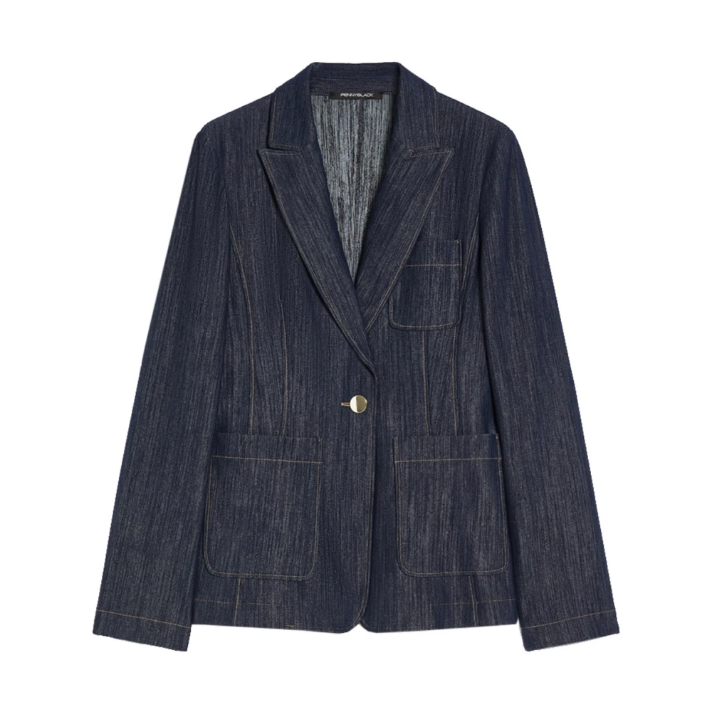Pennyblack Denim effect katoenen blazer Blue Dames