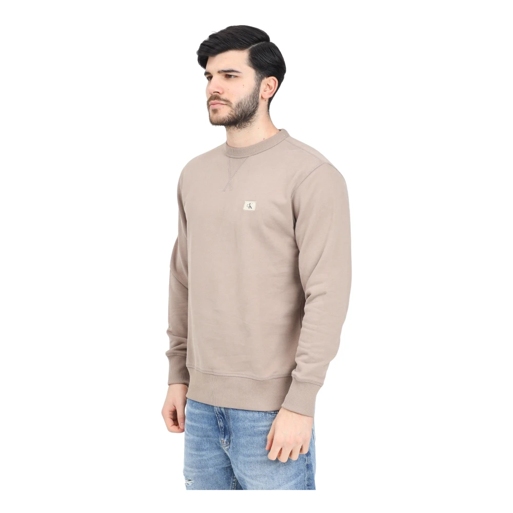 Calvin Klein Jeans Minimalistische Beige Crewneck Sweater Beige Heren