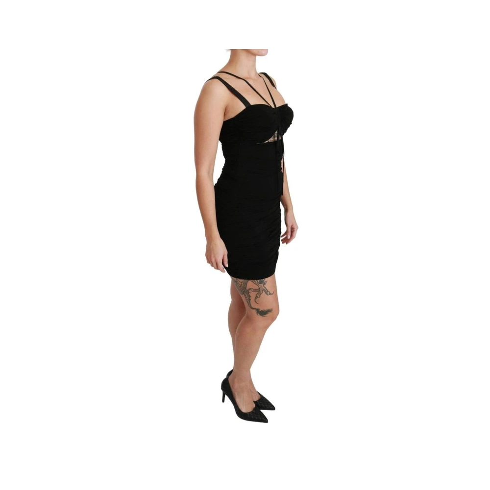 Dolce & Gabbana Zwarte Strapless Mini Jurk met Uitsnijding Black Dames