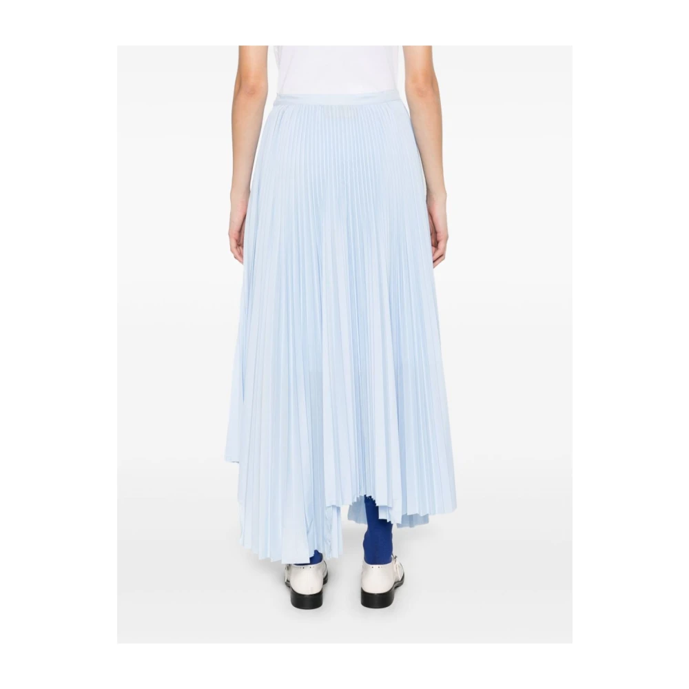 Plan C Blauwe Geplooide Rok Asymmetrisch Gevoerd Blue Dames