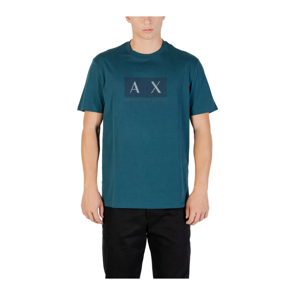 Armani Exchange Uomo Verde T-Shirt Stampata A Maniche Corte Con Girocollo