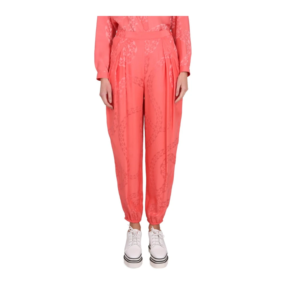Stella Mccartney Pink Tapered Trousers, Female, M, Printed Track Trousers