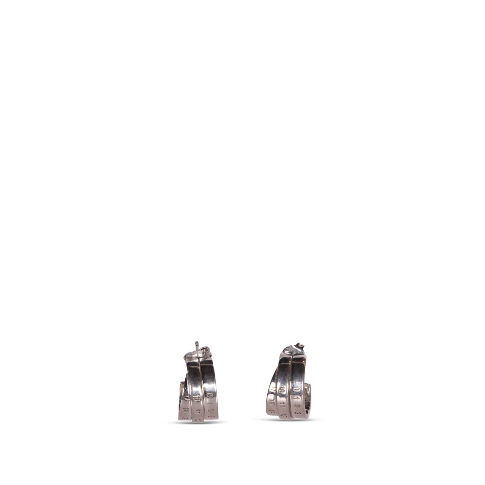 Mm6 Maison Margiela Women's Gray Numeric Minimal Signature Hoop Earrings