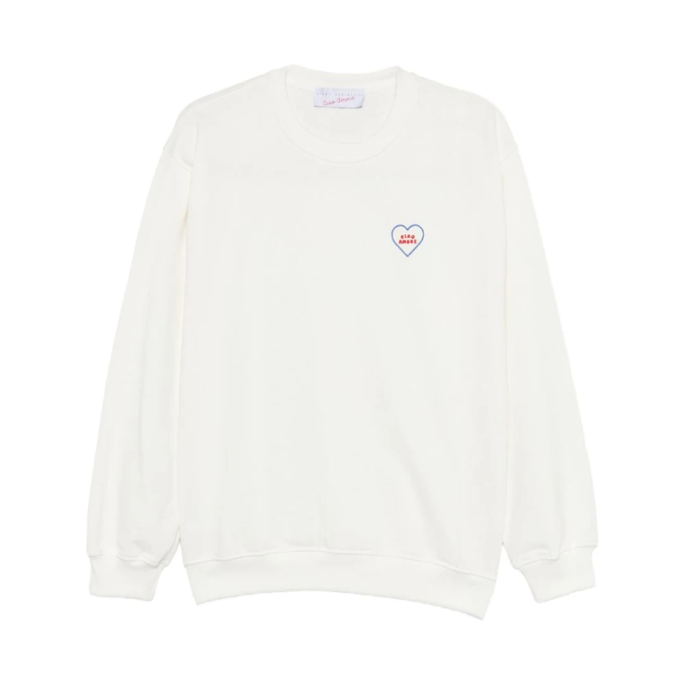 Giada Benincasa White Embroidered Sweatshirt - Female - Sweatshirts - S - Sweatshirts & Hoodies