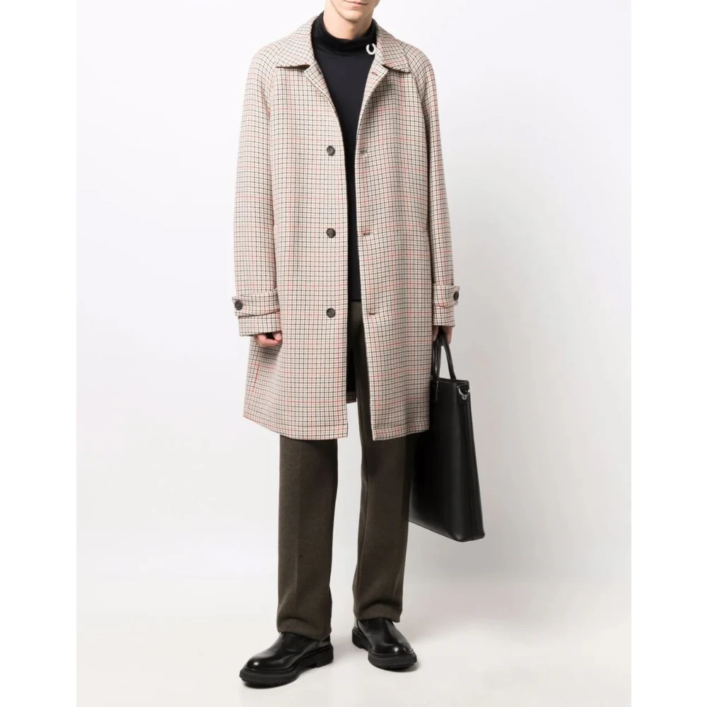Hugo Boss Dejam Houndstooth Coat Button Closure Logo Multicolor Heren