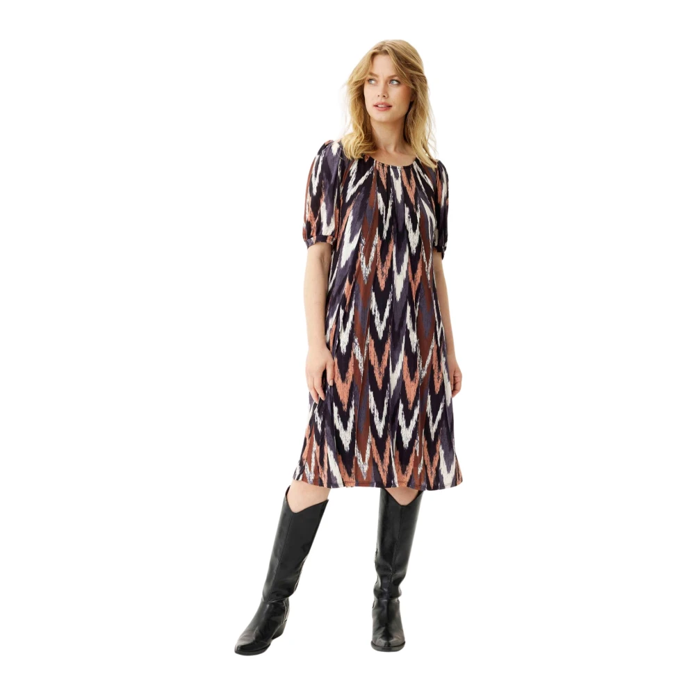 IN Front Lucette Jurk 1 2 Mouw Mocca Multicolor Dames