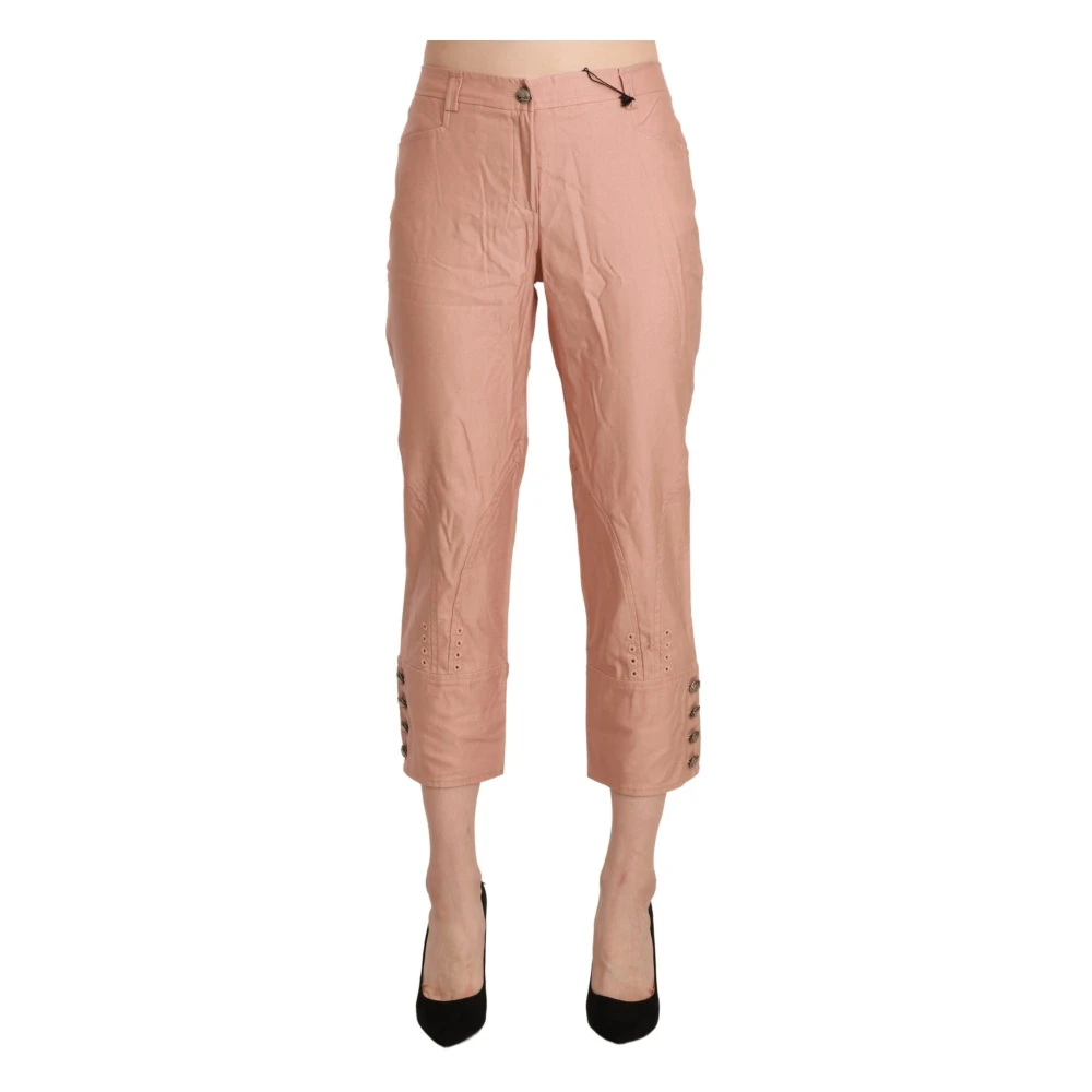 Ermanno Scervino Hoge taille katoenen broek roze elegant Pink Dames